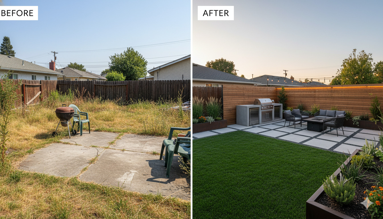 Yard transformation before and after